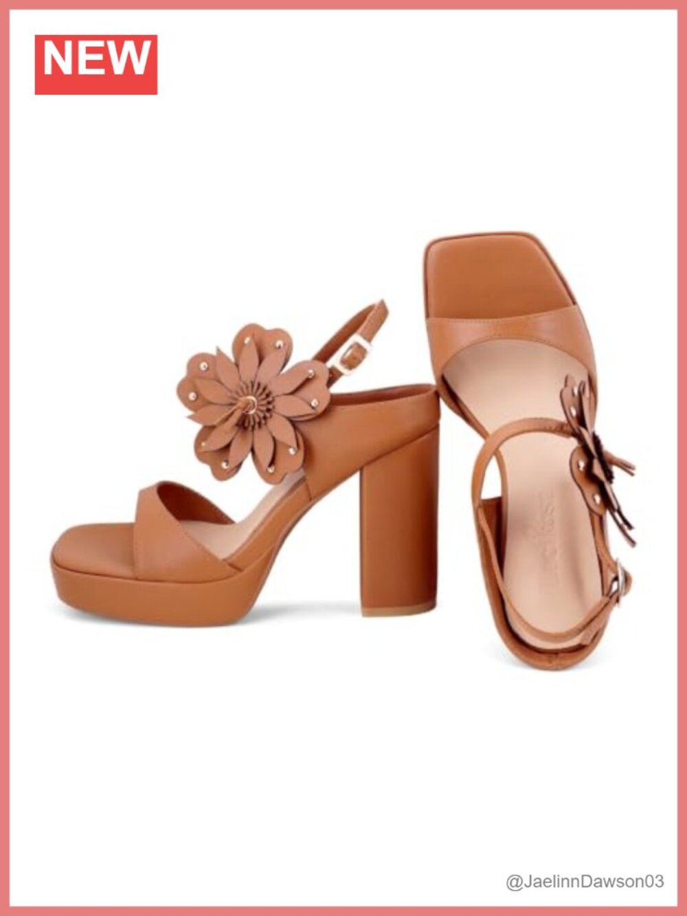 Floral Platform Sandals Strappy Heeled Sandals Block Heel Women